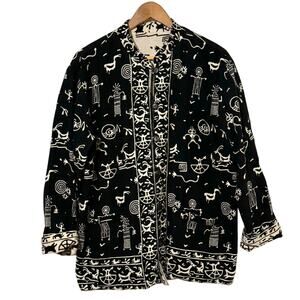 Primitive Arts Black & White Reversible Southwestern Aztec Button Up Jacket